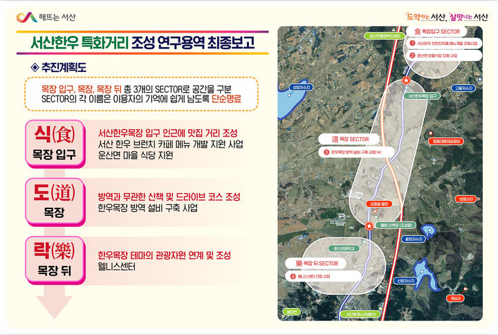 [서산=뉴시스] 이달 서산시에서 열린 서산한우 특화거리 조성 연구용역 최종보고서에서 발표된 추진계획도. (사진=서산시 제공) 2024.12.11. photo@newsis.com *재판매 및 DB 금지