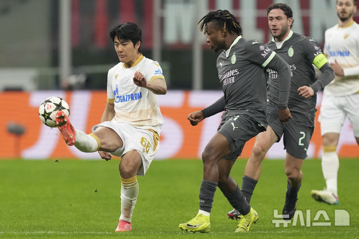 [밀란=AP/뉴시스] 세르비아 즈베즈다의 설영우. 2024.12.11.