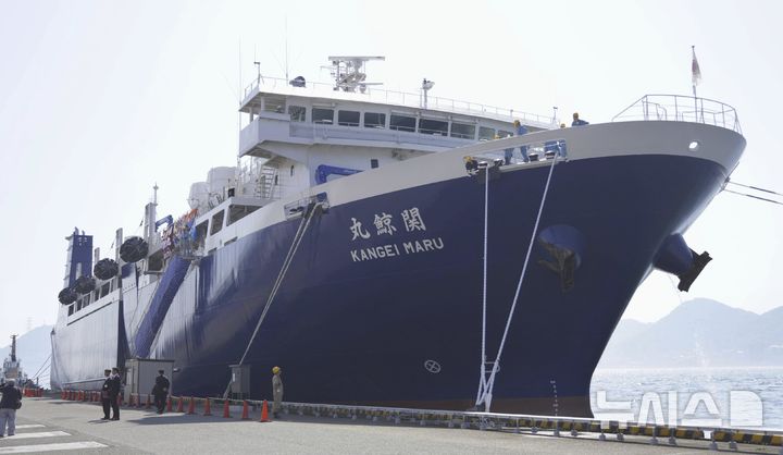 [시모노세키=AP/뉴시스] 사진은 지난해 5월21일 일본 야마구치현 시모노세키항에서 세계 유일의 최첨단 포경선 '간게이 마루호'가 첫 포경 항해를 위해 출항 준비를 하고 있는 모습. 사진은 기사와 직접 관련 없음. 2025.05.26.