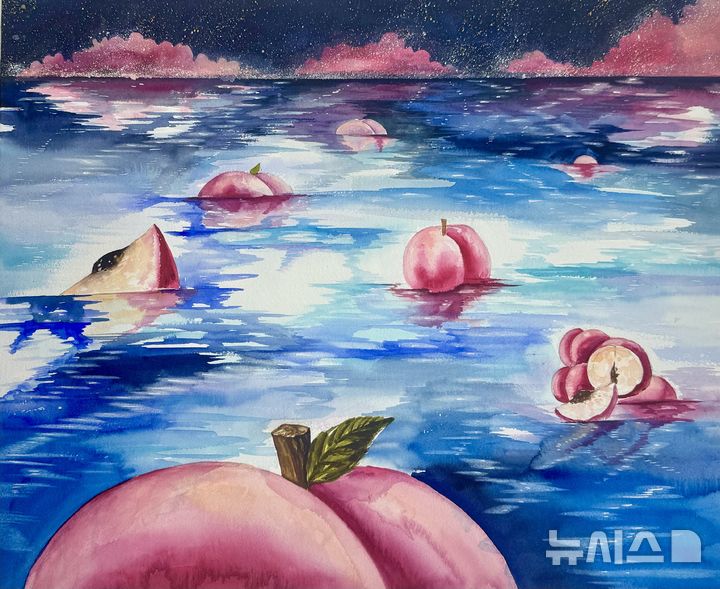 [김해=뉴시스]김해가야테마파크 복숭아 그림 임혜원 작가 기획전. (사진=김해가야테마파크 제공). 2024.12.12. photo@newsis.com