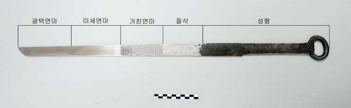 [서울=뉴시스] 고대 제철기술 복원실험 중 제련 실험을 통해 제작된 철로 만든 고리자루칼(環頭刀) 모형 (사진=국가유산청 제공) 2024.12.17. photo@newsis.com *재판매 및 DB 금지