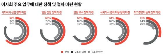 이사회 주요 업무에 대한 정책 및 절차 마련 현황. (사진=삼일PwC 제공) *재판매 및 DB 금지