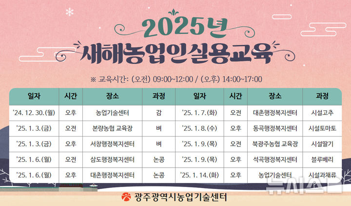 [광주=뉴시스] 광주농업기술센터 2025농업인실용교육. (사진=광주시청 제공). photo@newsis.com *재판매 및 DB 금지