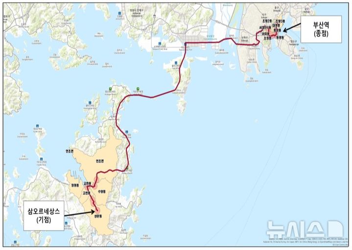 [창원=뉴시스]2025년 하반기부터 운행 예정인 경남 거제~부산역 광역급행버스 노선도.(자료=경남도 제공) 2024.12.23. photo@newsis.com