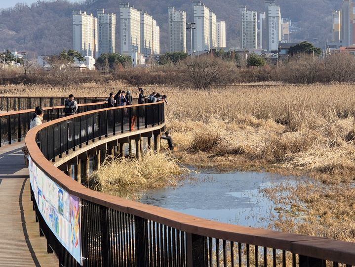 [전주=뉴시스] 24일 오후 1시19분께 전북 전주시 덕진구 기지제수변공원에 '사람 한 명이 물에 빠져있다'는 신고가 접수돼 출동한 소방대원들이 구조 작업에 나서고 있다. (사진=전북특별자치도소방본부 제공) 2024.12.24. photo@newsis.com *재판매 및 DB 금지