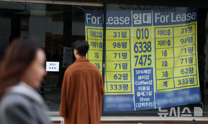 [서울=뉴시스] 홍효식 기자 = 지난 2024년 12월 25일 서울 강남구 가로수길 상가에 임대 문구가 부착되어 있다. 2024.12.25. yesphoto@newsis.com