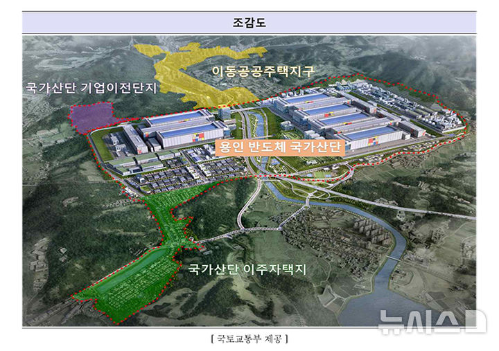 [용인=뉴시스]국가산업단지에 수용된 기업의 이주단지가 추가된 '용인 첨단시스템반도체 클러스터 국가산업단지 조감도(사진=국토교통부 제공)