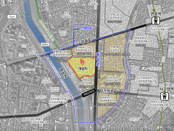 [서울=뉴시스] 서울시는 중랑구 면목동 172-1 일대 재개발 사업(면적 51,258㎡) 후보지 신속통합기획을 확정했다고 30일 밝혔다. 2024.12.30. (자료=서울시 제공)&nbsp; *재판매 및 DB 금지