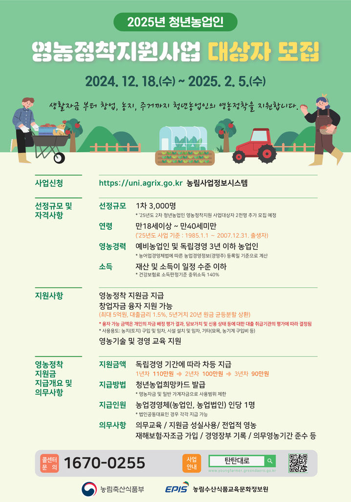 [논산=뉴시스]논산시가 내년 2월 5일까지 젊고 유능한 인재들의 농업 분야 진출을 지원하는 '청년농업인 영농정착 지원사업 및 후계농업경영인 육성사업' 신청을 받는다. 2024. 12. 30 photo@newsis.com *재판매 및 DB 금지