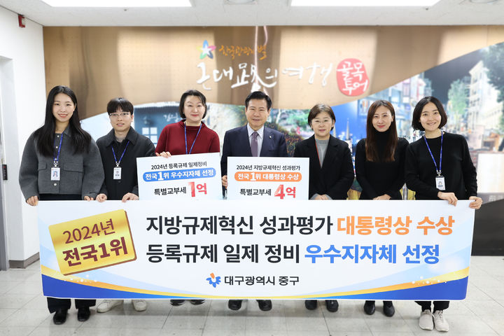 [대구=뉴시스] 대구시 중구는 전국 지자체를 대상으로 한 중앙정부 평가에서 우수기관으로 선정돼 총 5억 원의 재정인센티브를 확보했다. (사진=대구시 중구 제공) 2024.12.31. photo@newsis.com *재판매 및 DB 금지