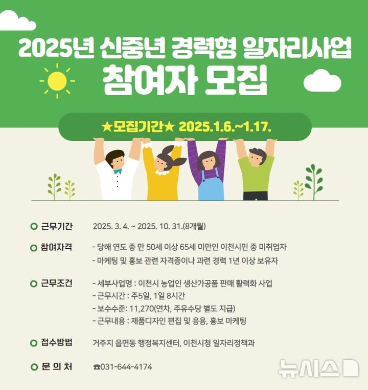 [이천=뉴시스] 이천시 2025년 신중년 경력형 일자리사업 참여자 모집 안내문 (사진=이천시 제공) 2024.01.01.photo@newsis.com