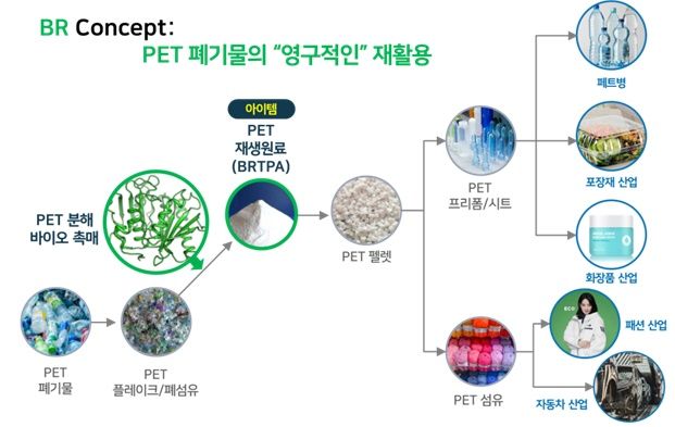 [서울=뉴시스] PET 폐기물이 제품으로 변화되는 과정에 대한 흐름도. (사진=김경진 경북대 교수 연구팀) *재판매 및 DB 금지