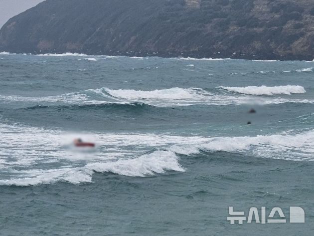 [제주=뉴시스] 6일 오전 제주시 함덕해수욕장에서 바다에 빠진 관광객들이 소방당국에 의해 구조되고 있다. (사진=제주소방안전본부 제공) 2025.01.06 photo@newsis.com 