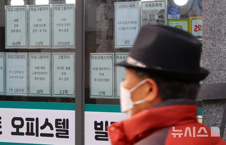 [서울=뉴시스] 김혜진 기자 = 6일 서울 시내의 한 부동산 앞에 오피스텔 매물 가격표가 붙어있다. 2025.01.06. jini@newsis.com
