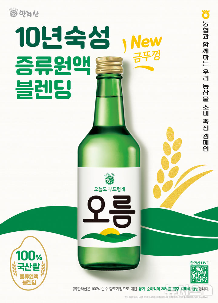 [제주=뉴시스] 제주 향토기업 ㈜한라산이 6일 출시한 '오늘도 부드럽게 오름'. (사진=㈜한라산 제공) 2025.01.07. photo@newsis.com