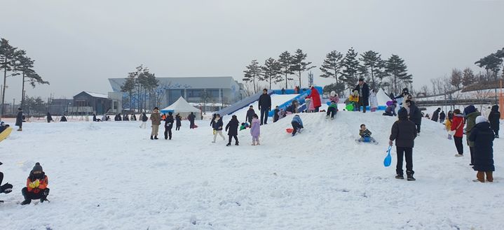 [청주=뉴시스] 충북 청주시 주중동 생명누리공원 눈썰매장. photo@newsis.com *재판매 및 DB 금지