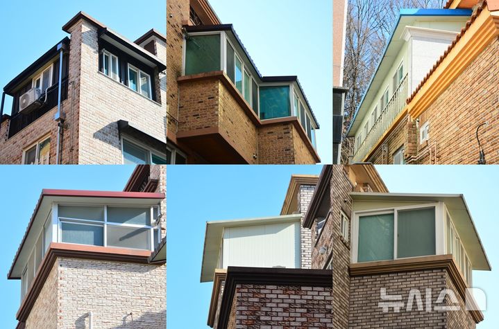 [청주=뉴시스] 서주영 기자 = 9일 충북 청주시 서원구 성화동 성화중학교 인근 주거지역에 위치한 불법건축물. 베란다에 조립식 패널을 씌워 실내 공간으로 활용 중이다. 2025.01.09. juyeong@newsis.com *재판매 및 DB 금지