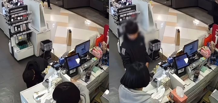 [서울=뉴시스] 경남 창원의 한 대형마트에서 진상 손님에게 폭언을 들은 피해 직원을 위로하려 한 남학생의 모습이 공개돼 훈훈함을 주고 있다. (사진=인스타그램) *재판매 및 DB 금지