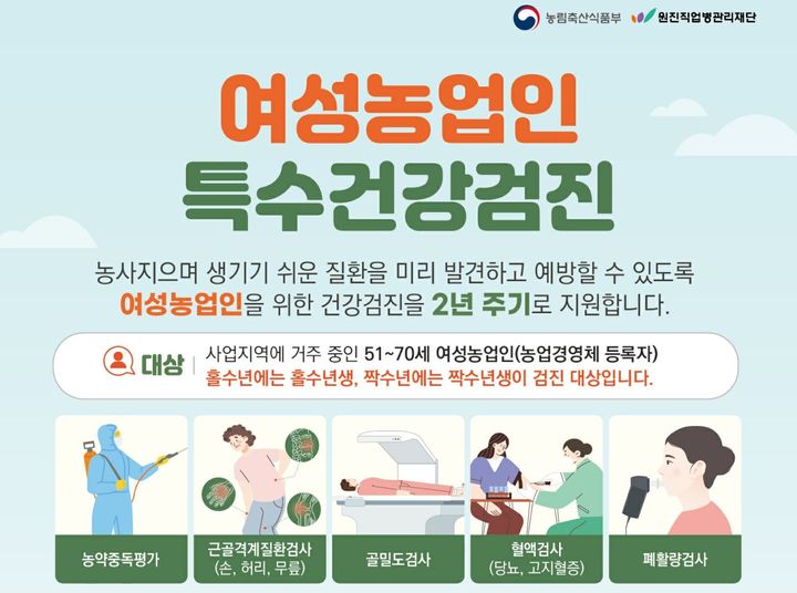 여성농업인 특수건강검진 포스터. *재판매 및 DB 금지