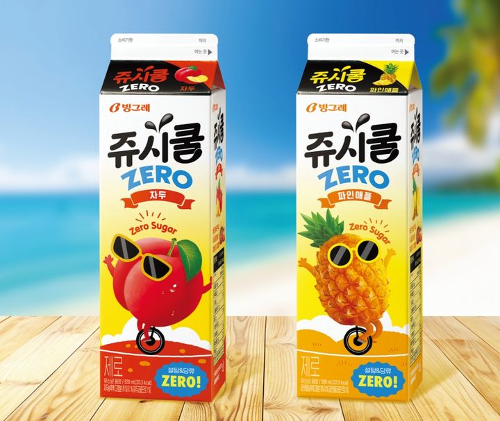 빙그레, 제로 슈거(Zero Sugar) 유산균 음료 2종 '쥬시쿨 제로 자두·파인애플' 출시.(사진=빙그레제공) *재판매 및 DB 금지