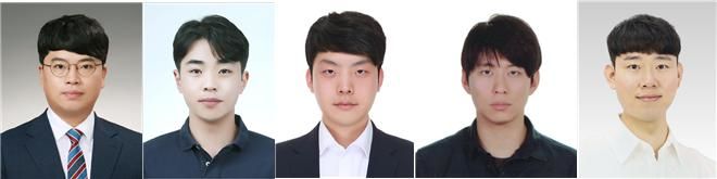 (왼쪽부터) 고려대 신원재 교수(교신저자), 성재협 박사과정(제 1저자), 박주하 석사과정(공저자), 연세대 박정훈 교수(공저자), ETRI 정동현 선임연구원(공저자). (사진=고려대 제공) *재판매 및 DB 금지