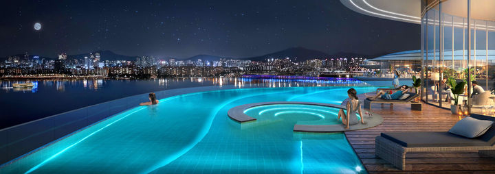 현대건설이 한남4구역 30블록에 제안하는 '스카이 인티니피 풀'. (사진=현대건설 제공) *재판매 및 DB 금지