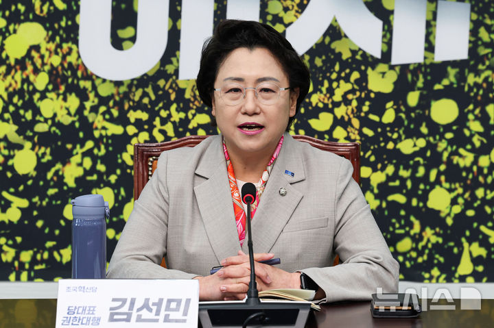 [서울=뉴시스] 권창회 기자 = 김선민 조국혁신당 대표 권한대행이 12일 오전 서울 여의도 국회에서 열린 신년 기자간담회에서 발언하고 있다. 2025.01.12. kch0523@newsis.com