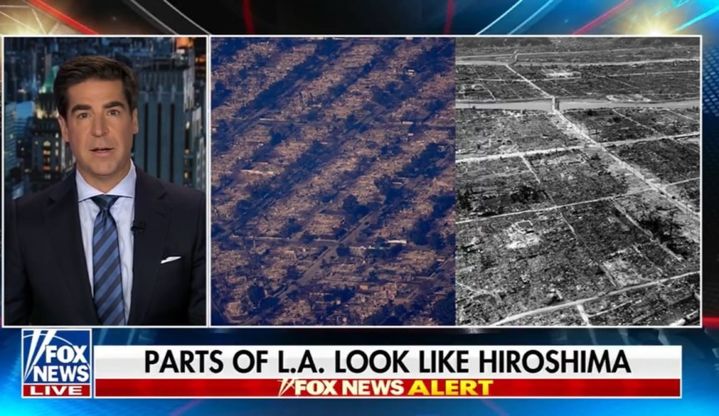 [서울=뉴시스] 13일 엑스(X·옛 트위터) 등 다수의 사회관계망서비스(SNS)에는 미국 폭스 뉴스 채널이 지난 11일(현지시각) 이번 LA 산불 관련 소식을 보도한 일부 장면이 확산하고 있다. (사진= 폭스뉴스 보도화면 갈무리) *재판매 및 DB 금지