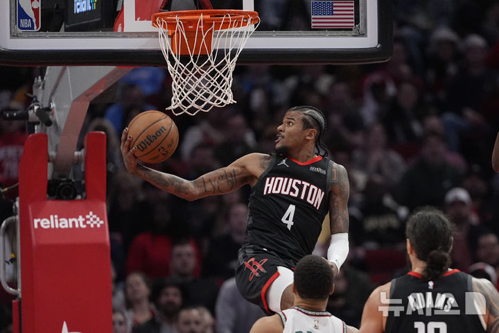 [휴스턴=AP/뉴시스] 미국프로농구(NBA) 휴스턴 로키츠의 제일런 그린. 2025.01.13.