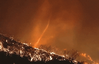 [서울=뉴시스] 팰리세이즈에서 발생한 '팰리세이즈 산불' 현장에서 '파이어네이도(firenado)'라고 불리는 불기둥 소용돌이가 발생했다. (사진= 폭스웨더 ) 2025.01.14. photo@newsis.com *재판매 및 DB 금지