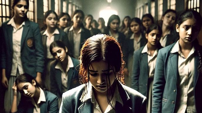 [서울=뉴시스] 80명이 넘는 10학년 여학생들이 자르칸드 사립학교에서 '펜 데이'를 기념했다는 이유로 벌을 받아 셔츠를 벗도록 강요받았다. (AI 생성 이미지) (사진= 인디아 투데이 ) 2025.01.15. photo@newsis.com *재판매 및 DB 금지