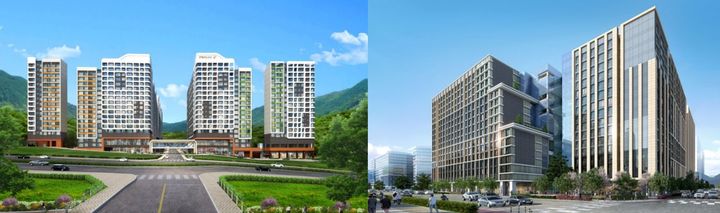 백운호수 푸르지오 숲속의 아침(왼쪽 사진), 마곡 롯데 VL르웨스트. *재판매 및 DB 금지