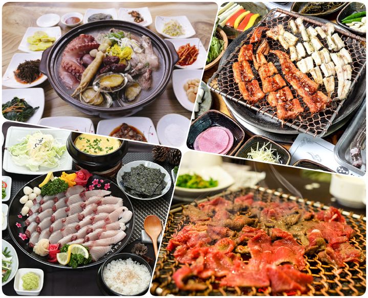 [무안=뉴시스] 전남관광재단이 추천한 설 연휴 남도 건강먹거리. 윗줄 왼쪽부터 시계 방향으로 강진 회춘탕, 광양 아나고(붕장어), 광양 숯불구이 불고기, 해남 삼치회. (사진=전남관광재단 제공) 2025.01.18. photo@newsis.com *재판매 및 DB 금지