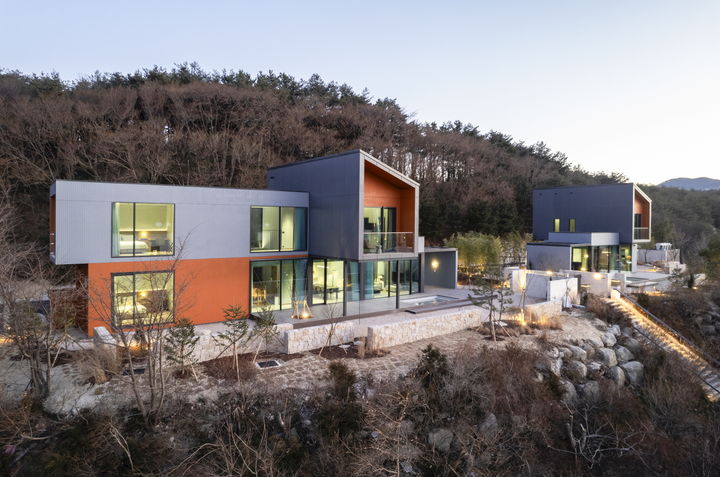 미노 양양 모듈러 리조트 빌라 전경. (사진=희림) *재판매 및 DB 금지