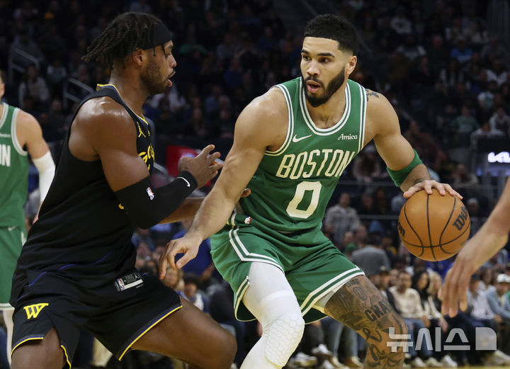 [샌프란시스코=AP/뉴시스] 미국프로농구(NBA) 보스턴 셀틱스의 제이슨 테이텀. 2025.01.21.