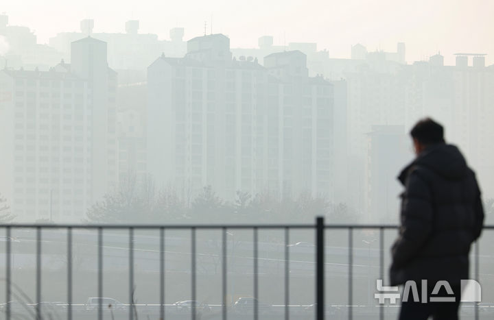 [서울=뉴시스] 황준선 기자 = 수도권에 초미세먼지주의보가 발효된 21일 서울 용산구 노들섬에서 바라본 도심이 뿌옇게 흐리다. 2025.01.21. hwang@newsis.com