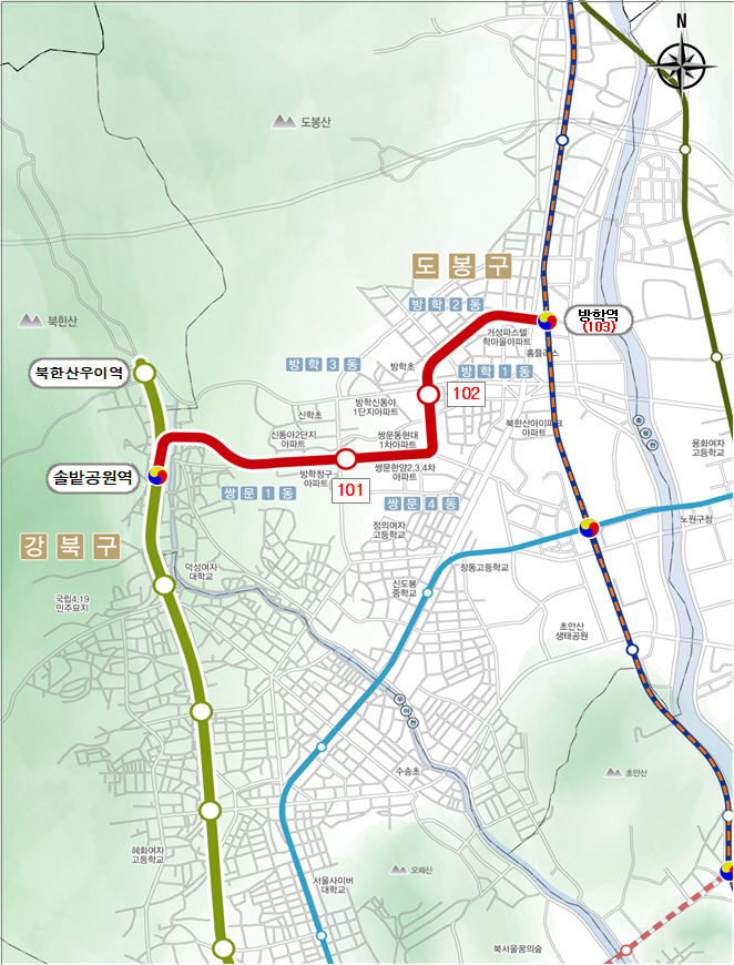 [서울=뉴시스] 우이신설 연장선 도시철도 노선도. 2025.01.23. (자료=서울시 제공) *재판매 및 DB 금지