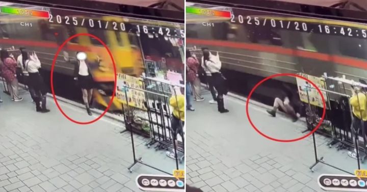 [서울=뉴시스] 대만에서 한 여성 관광객이 철로 위에서 기념 사진을 찍다가 기차에 부딪힌 사건이 발생했다. (사진=타이페이타임스) *재판매 및 DB 금지