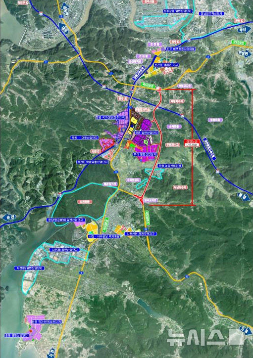 [진주=뉴시스]진주~사천간 국도33호 위치도.(사진=진주시 제공).2025.01.23.photo@newsis.com *재판매 및 DB 금지