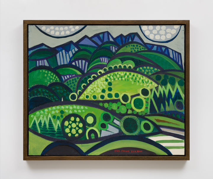 KIM CHANG EUK Abstract Scenery No. 2, 1989 oil on canvas 23 5/8 x 28 9/16 inches (artwork) 60 x 72.5 cm 25 5/8 x 30 5/16 x 1 5/8 inches (framed) 65 x 77 x 4 cm Courtesy the Kim Chang Euk Art Foundation. Photo by OnArt Studio. *재판매 및 DB 금지