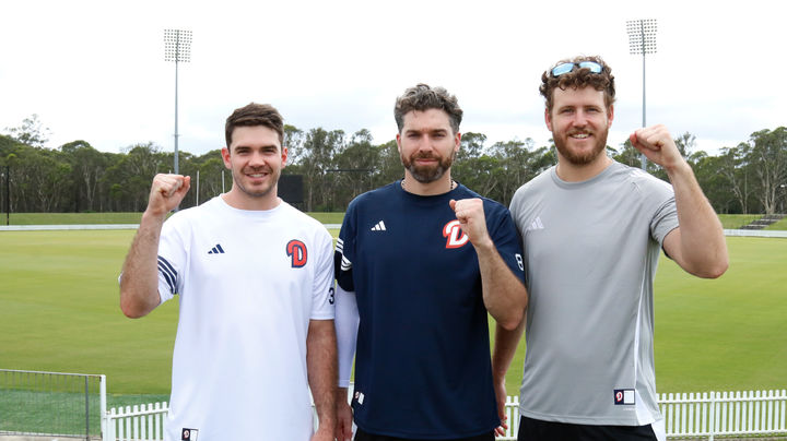 [서울=뉴시스] 호주 스프링캠프에 합류한 두산 베어스의 외국인 선수. 사진 왼쪽부터 잭 로그, 제이크 케이브, 콜 어빈. (사진 = 두산 베어스 제공) *재판매 및 DB 금지