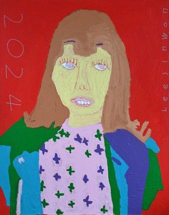 이진원, <내 이름을 불러주세요 - 이백조 선생님>, 캔버스에 아크릴, 혼합재료, 116.8×91cm, 2024. *재판매 및 DB 금지