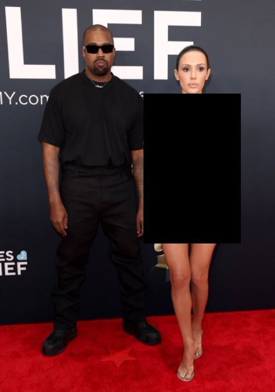 [서울=뉴시스] 2025년 2월 2일 미국 로스앤젤레스에서 열린 제67회 그래미 어워즈에 참석한 칸예 웨스트(왼쪽)와 아내 비앙카 센소리(오른쪽).(사진=엑스 옛 트위터 갈무리) *재판매 및 DB 금지