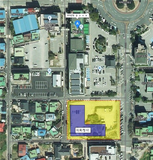 [부여=뉴시스] 부여군의회 신청사 예정지 위치도. *재판매 및 DB 금지