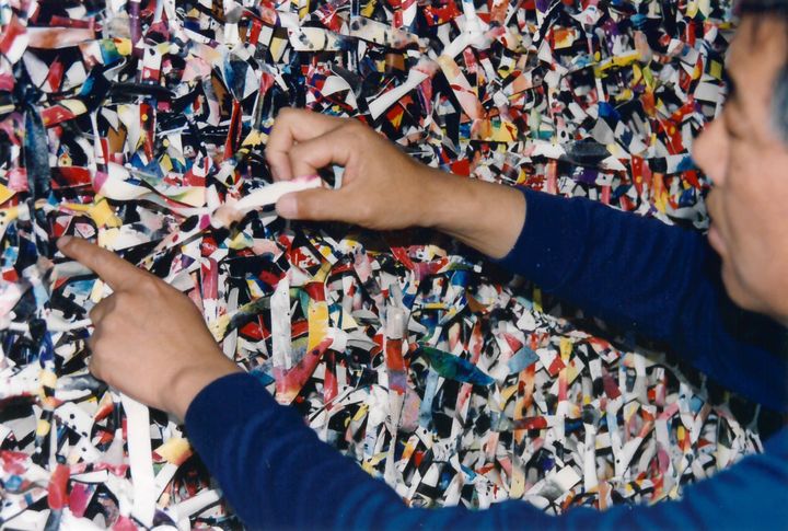 생전 신성희 작가 작업 모습. 사진=갤러리현대 제공. *재판매 및 DB 금지