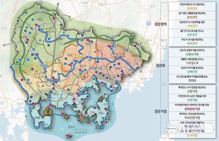 [창원=뉴시스]경남도가 6일 공개한 '2030 경상남도 경관계획 종합구상도'.(자료=경남도 제공) 2025.02.06.photo@newsis.com