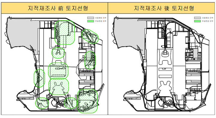 [인천공항=뉴시스] 홍찬선 기자 = 사진은 재정조사 전·후 토지 선형의 모습. 2025.02.06. (사진=인천공항공사 제공). photo@newsis.com *재판매 및 DB 금지