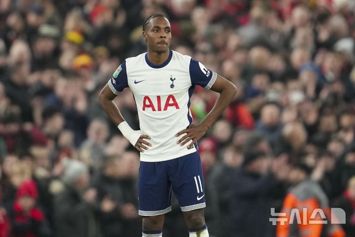 [리버풀=AP/뉴시스] 잉글랜드 프로축구 프리미어리그(EPL) 토트넘 홋스퍼의 마티스 텔. 2025.02.06.