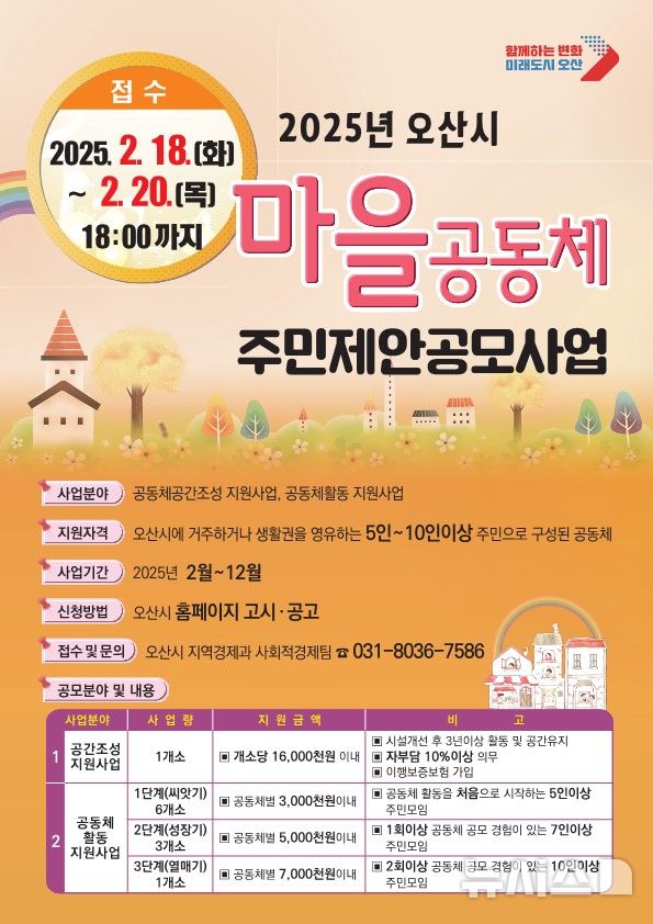 [오산=뉴시스] 2025년 오산시 마을공동체 주민제안 공모사업 안내 포스터 (사진=오산시 제공) 2025.02.07.photo@newsis.com 