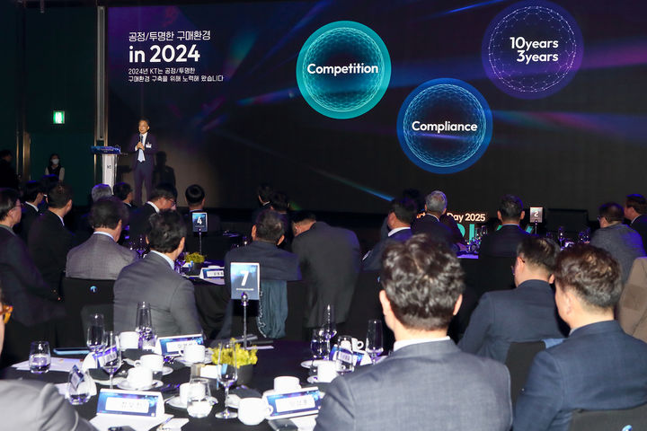 [서울=뉴시스] 지난 7일 서울 송파구 소피텔 앰배서더에서 개최된 제10회 KT 파트너스데이 2025 행사장 모습 (사진=KT 제공) 2025.02.07. photo@newsis.com *재판매 및 DB 금지